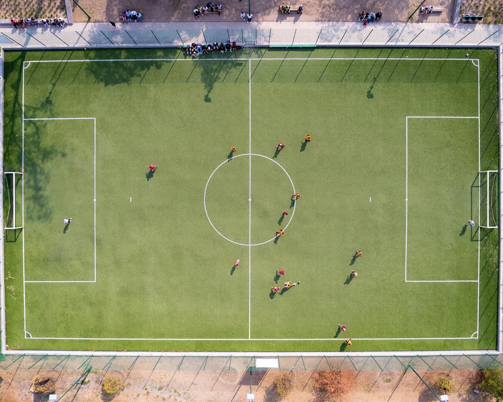 Sports field with athletes